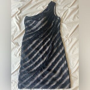 One Shoulder Black Cocktail Dress